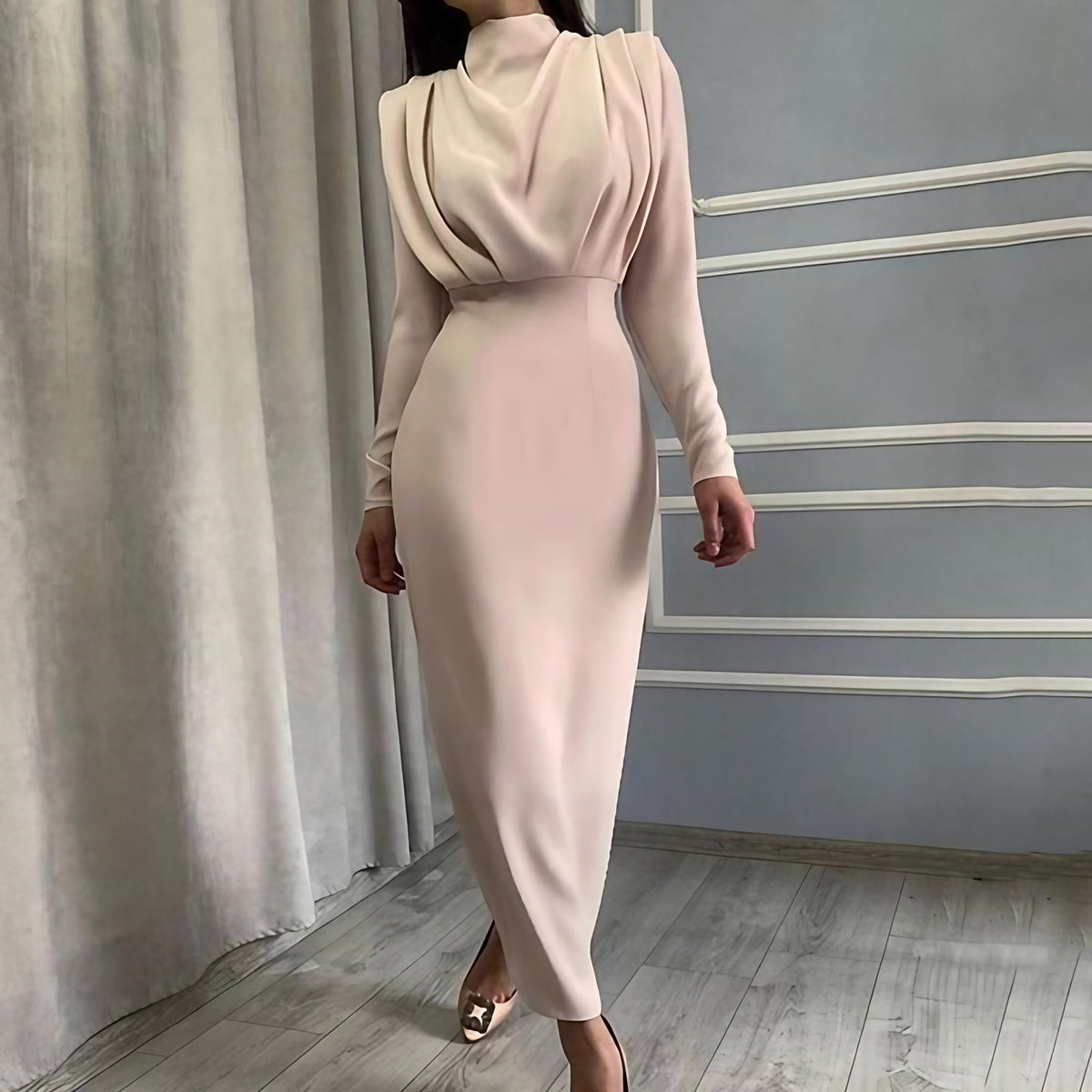 Robe maxi femme à bretelles réglables et fentes, huit coloris, beige
