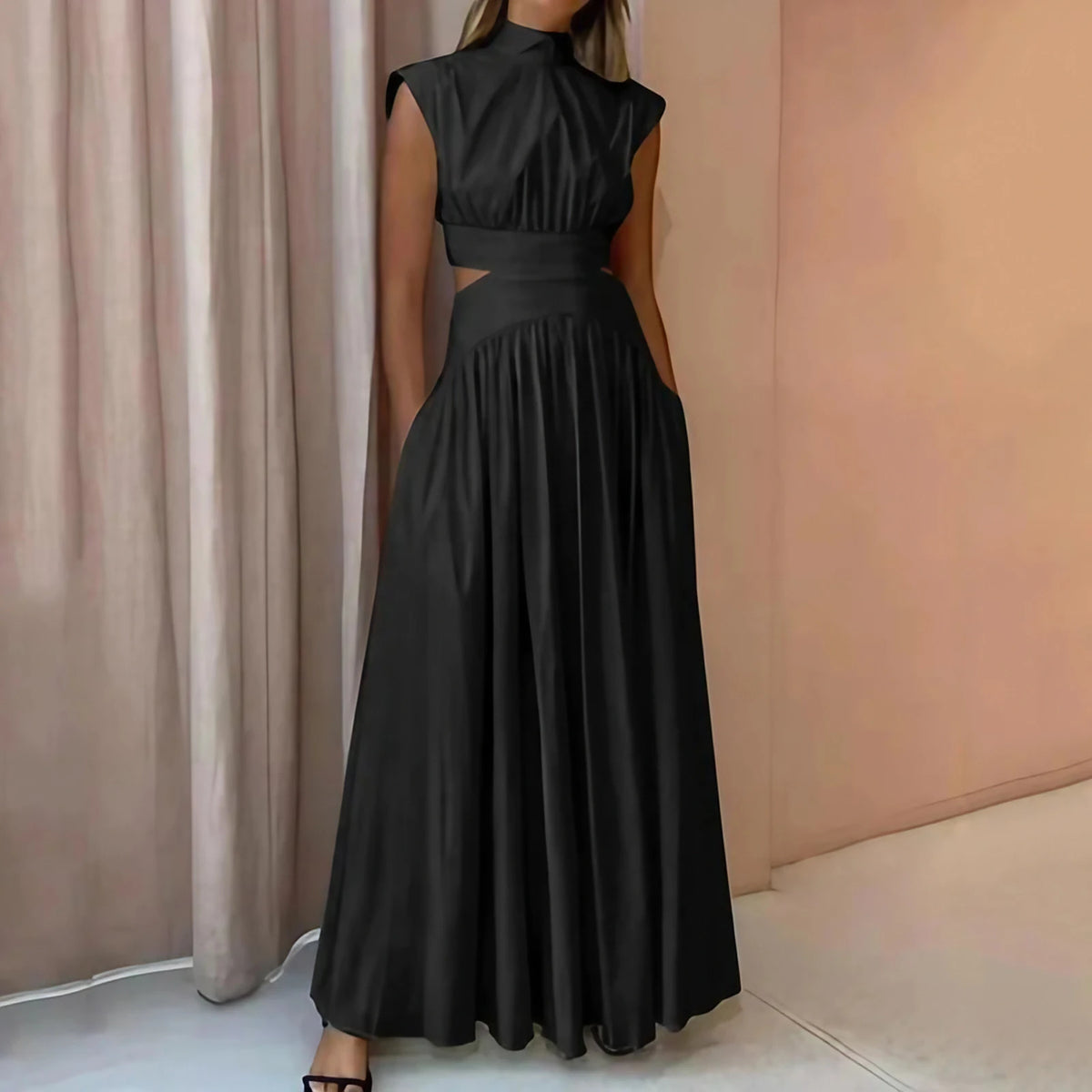 Robe longue de cocktail femme, cinq coloris, du S au XL, noir