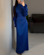 Robe longue fluide femme, coupe ample, trois coloris, bleu
