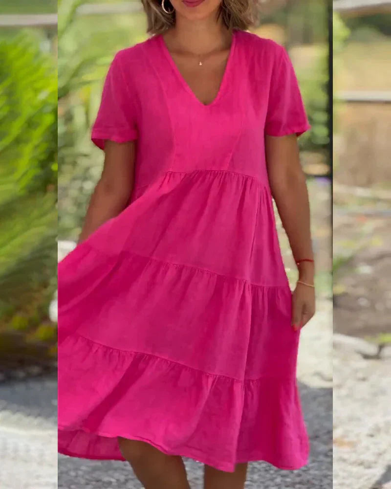 Robe fourreau mi-longue à décolleté V, trois coloris
