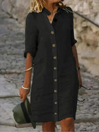 Robe mi-longue ample femme pour l'été, quatre coloris, noir