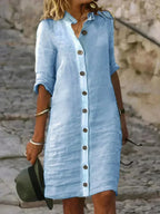 Robe mi-longue ample femme pour l'été, quatre coloris, bleu