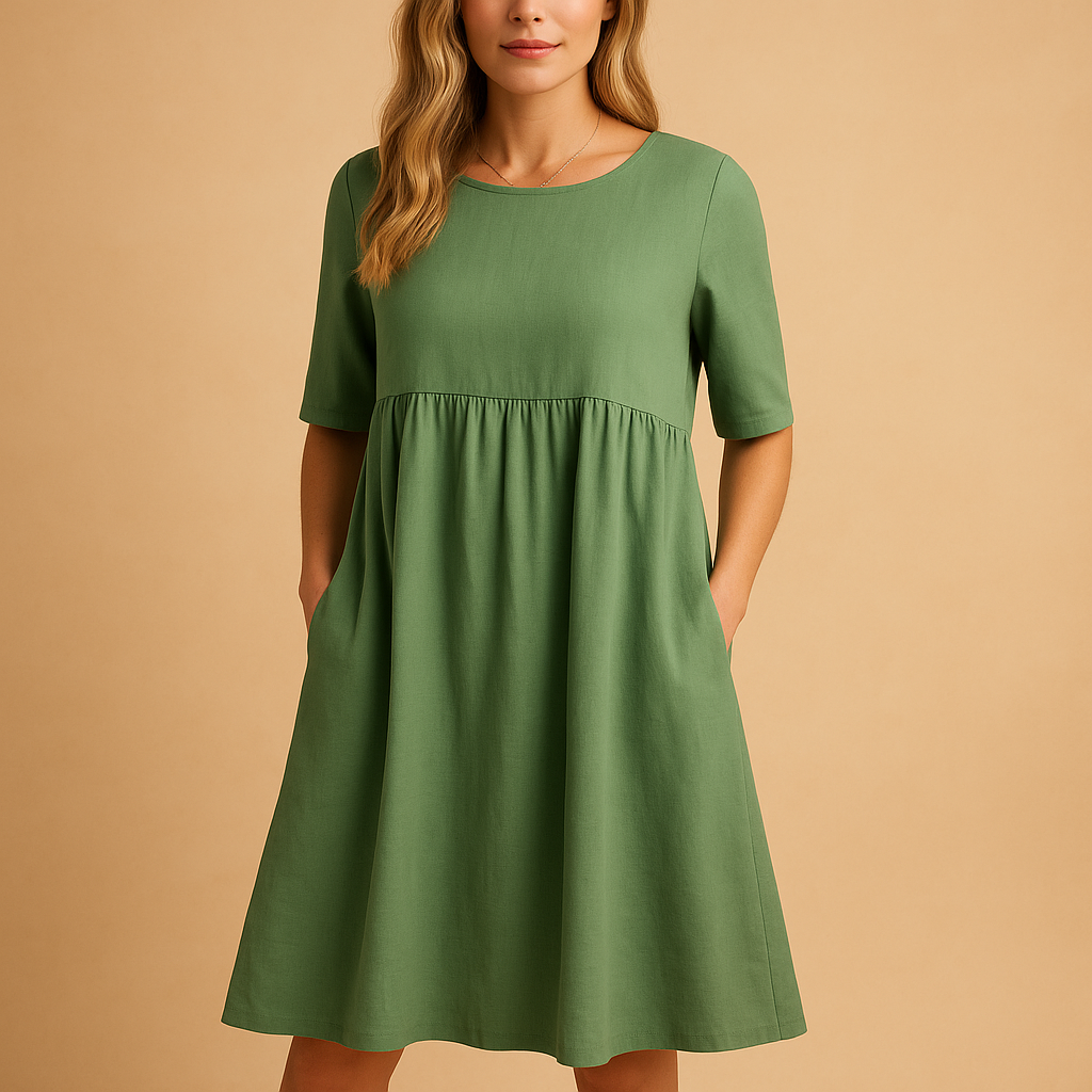 Robe midi ample femme à col rond et poches, du S au 5XL, vert clair