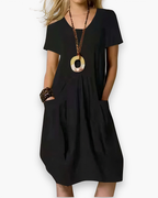 Robe midi ample femme à poches, quatre coloris, du S au 5XL, noir