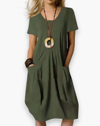 Robe midi ample femme à poches, quatre coloris, du S au 5XL, vert