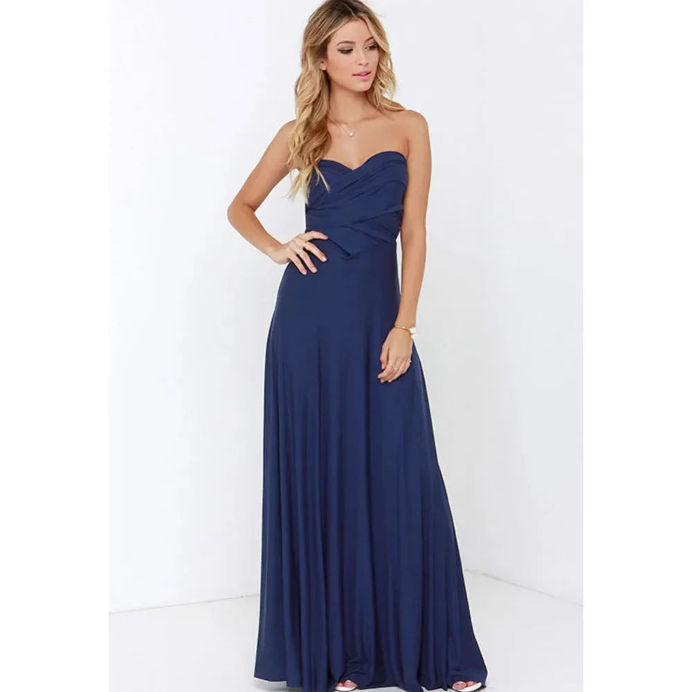 Robe midi femme à manches longues, cinq coloris, du XS au 2XL, bleu foncé