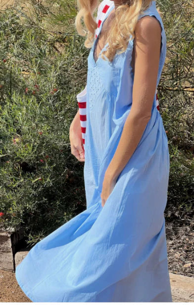 Robe midi d'été à bretelles fines, effet patchwork superposé