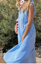 Robe midi d'été à bretelles fines, effet patchwork superposé