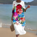 Robe midi d'été femme, onze coloris, du S au 3XL, multicolore