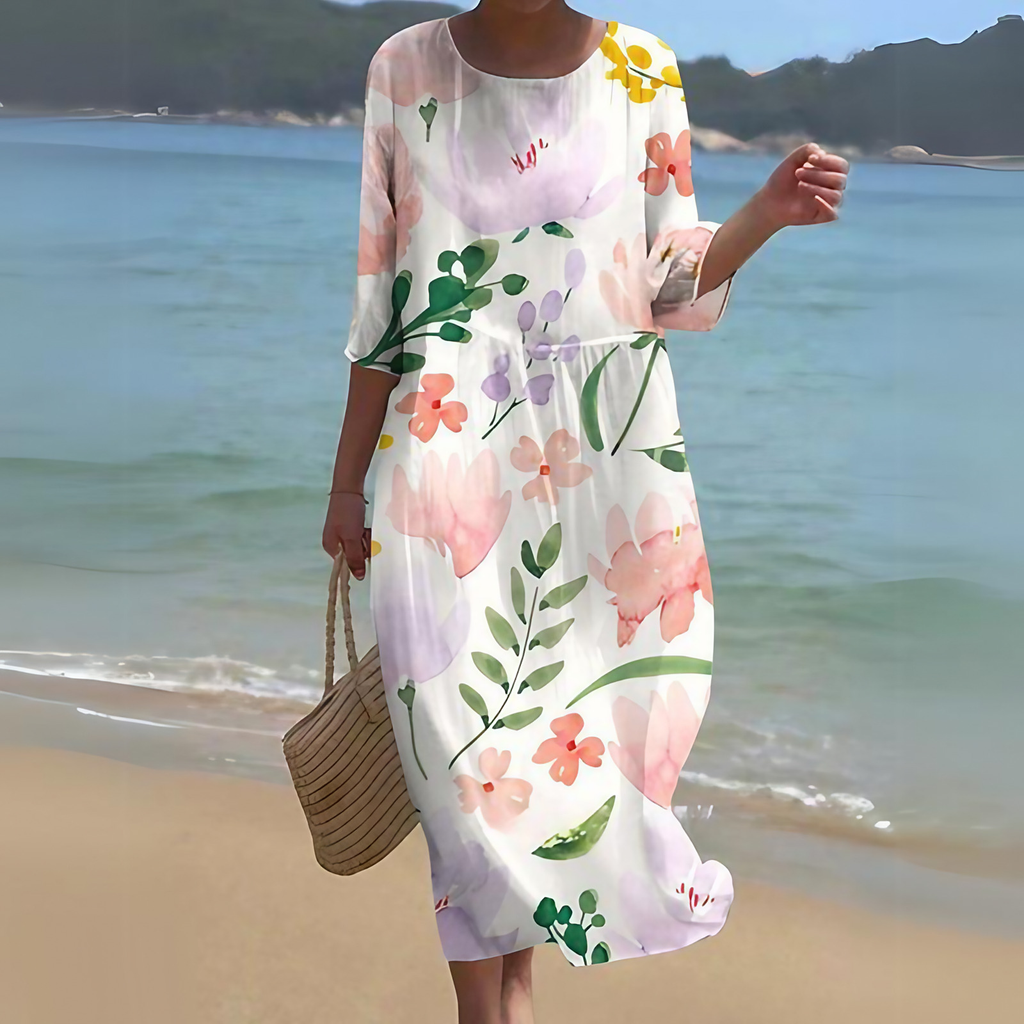 Robe midi d'été femme, onze coloris, du S au 3XL, blanc