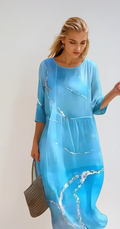 Robe midi d'été femme, onze coloris, du S au 3XL, bleu ciel