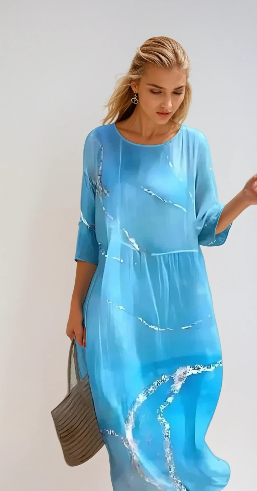 Robe midi d'été femme, onze coloris, du S au 3XL, bleu ciel