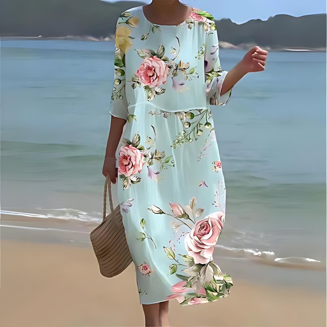 Robe midi d'été femme, onze coloris, du S au 3XL, bleu