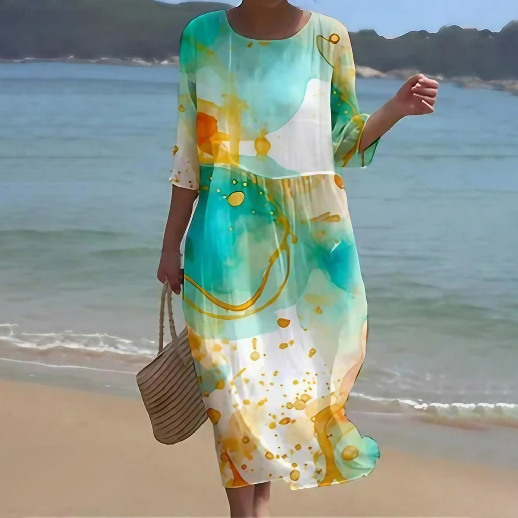 Robe midi d'été femme, onze coloris, du S au 3XL, vert