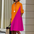 Robe mi-longue d'été ajustée, quatre coloris, du S au 2XL, orange et rose