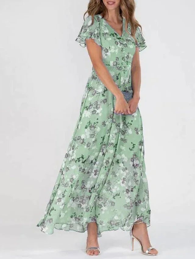 Robe midi femme habillée, six coloris, du S au 3XL, vert