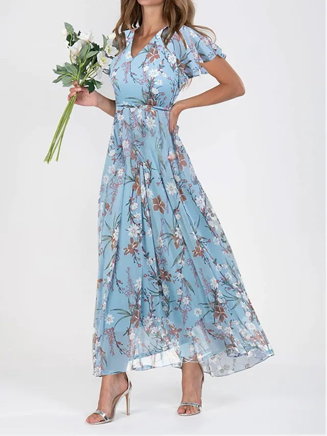 Robe midi femme habillée, six coloris, du S au 3XL, bleu