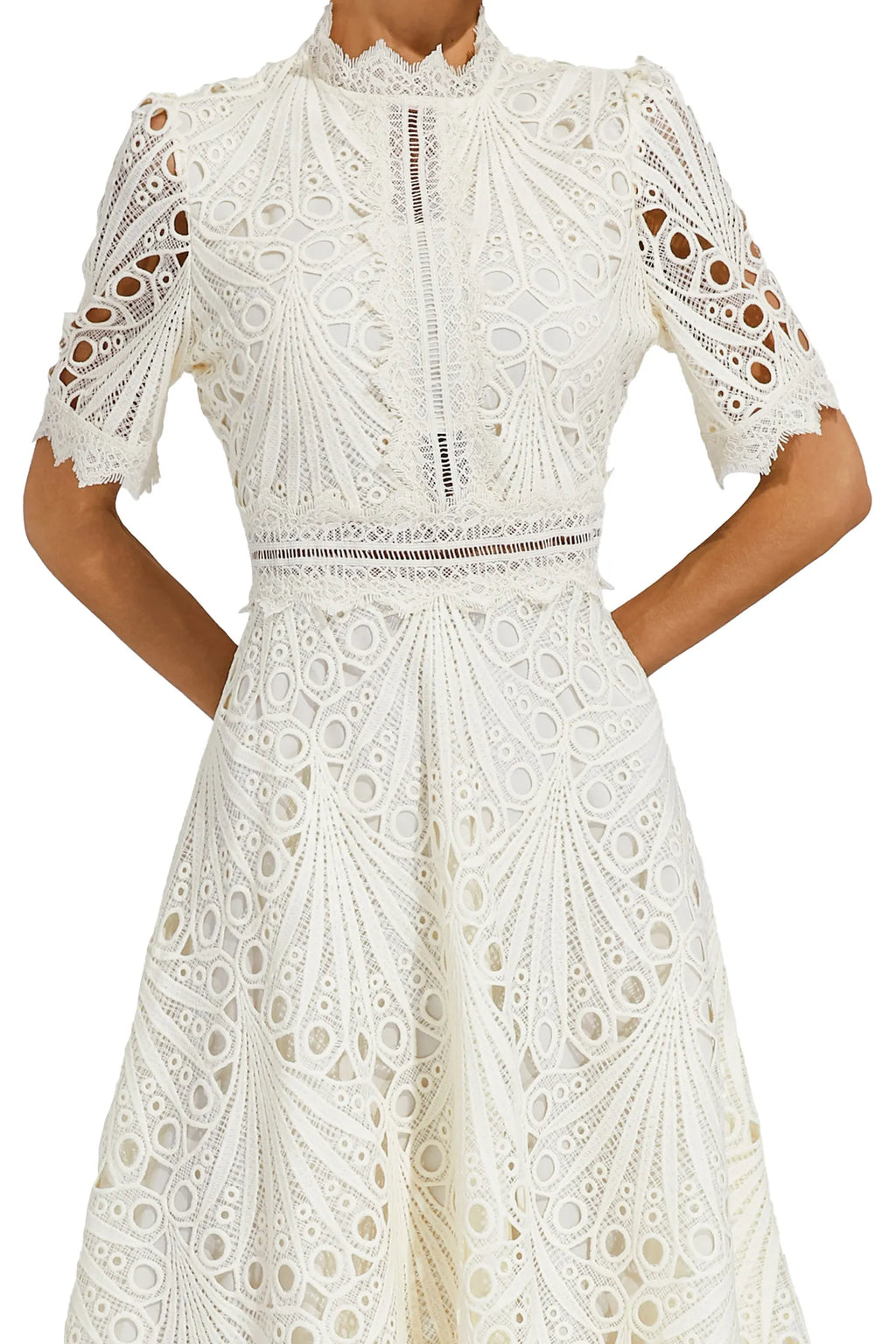 Robe midi en dentelle femme, rose ou blanche, du S au 4XL