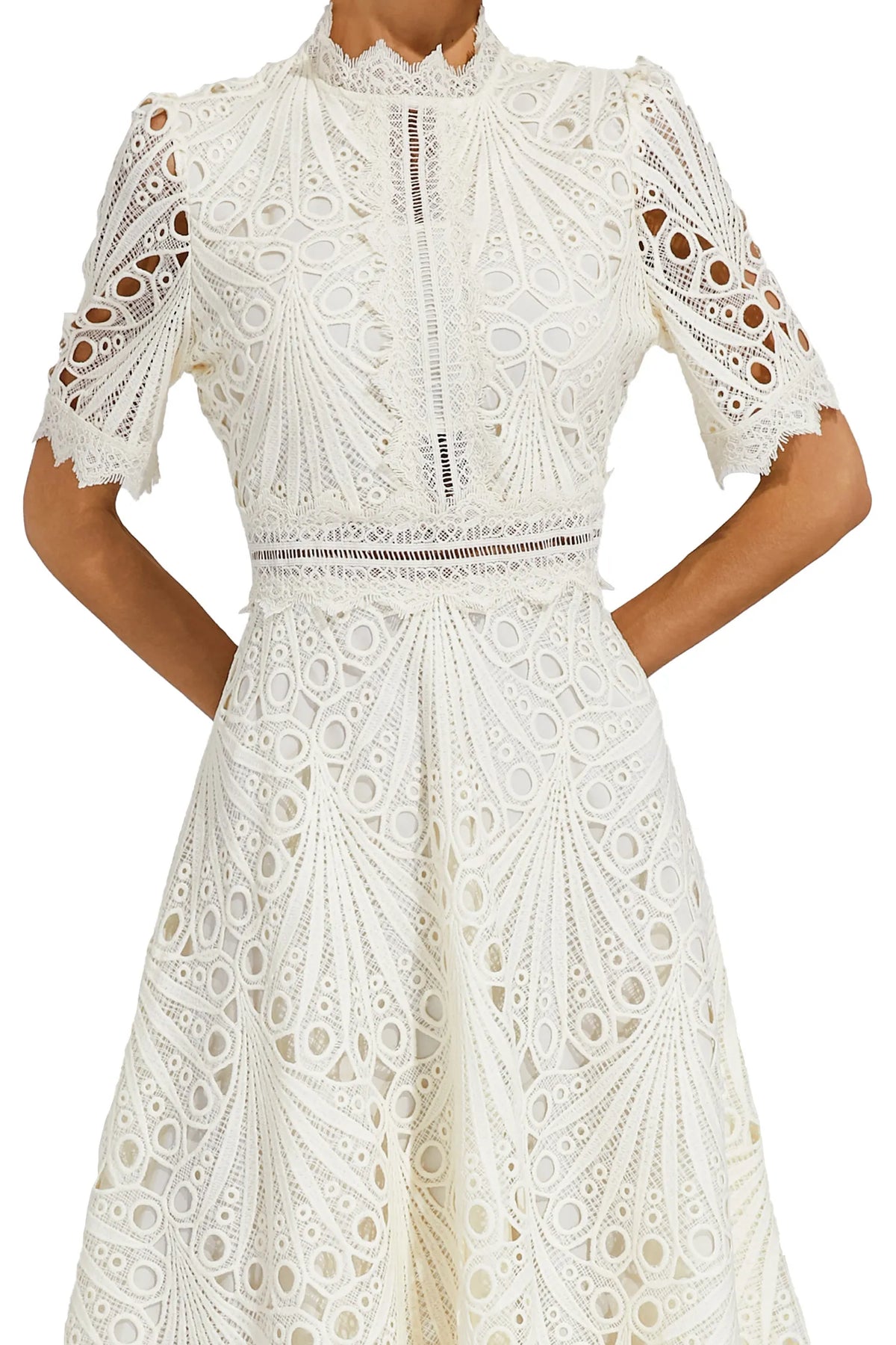 Robe midi en dentelle femme, rose ou blanche, du S au 4XL