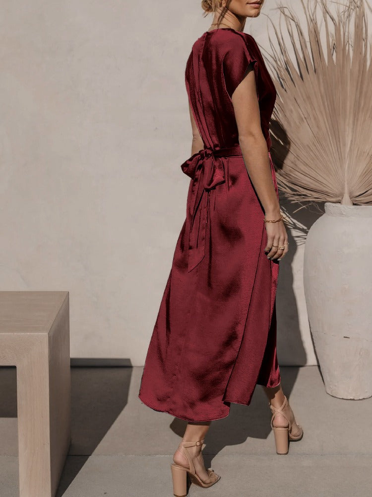 Robe midi femme au toucher soyeux, six coloris, du S au XL