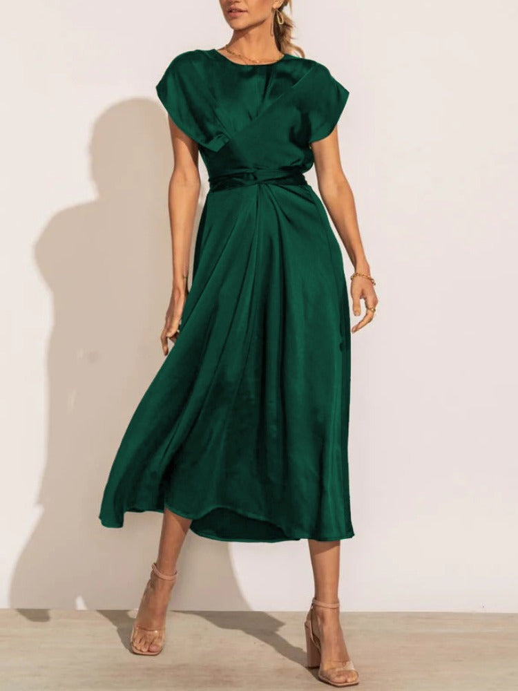 Robe midi femme au toucher soyeux, six coloris, du S au XL