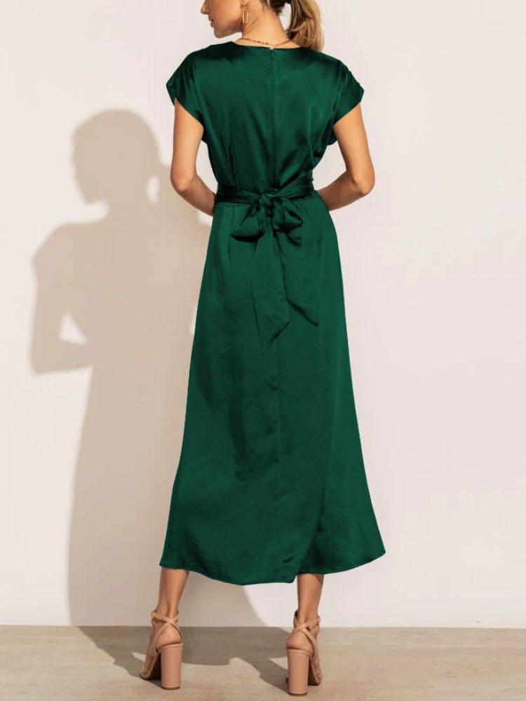 Robe midi femme au toucher soyeux, six coloris, du S au XL