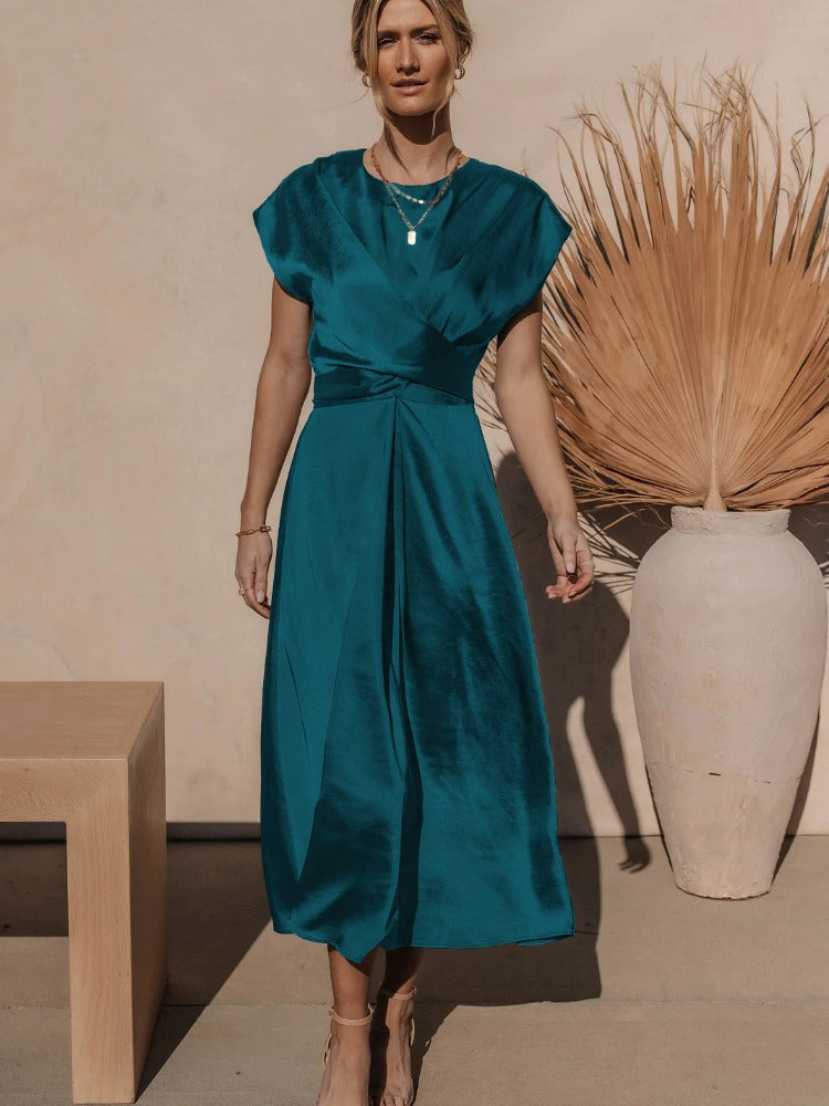 Robe midi femme au toucher soyeux, six coloris, du S au XL