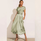 Robe midi femme au toucher soyeux, six coloris, du S au XL, menthe