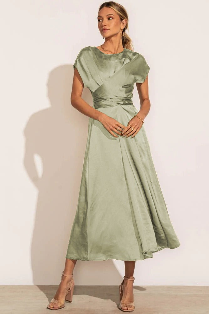 Robe midi femme au toucher soyeux, six coloris, du S au XL