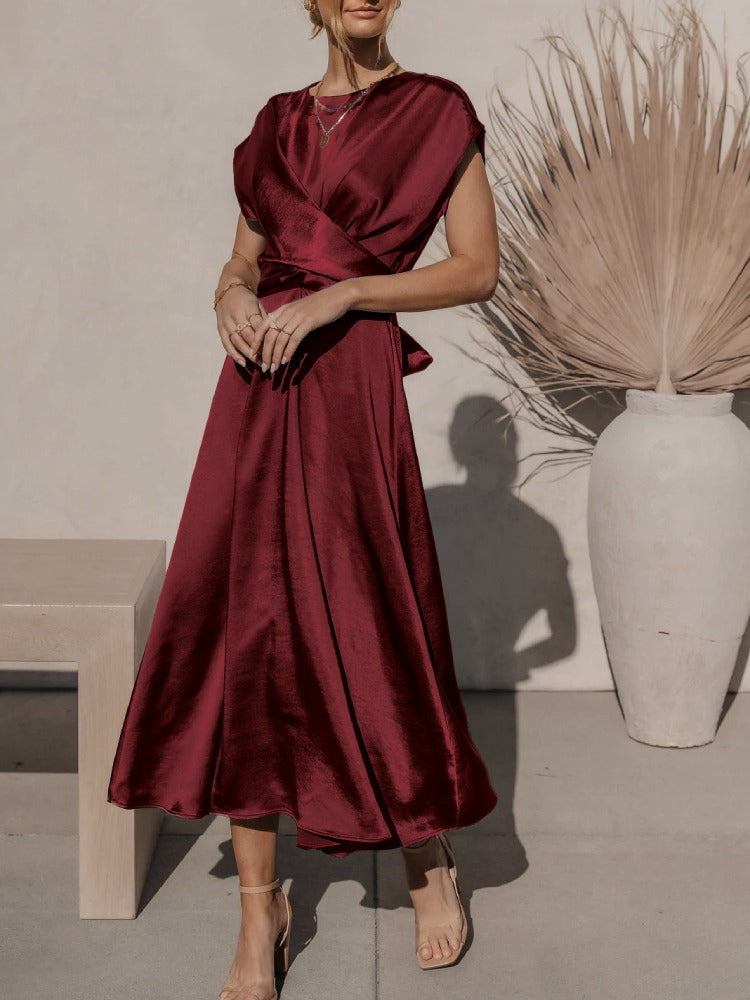 Robe midi femme au toucher soyeux, six coloris, du S au XL