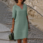 Robe midi femme d'été, coupe fluide, quatorze coloris, vert clair