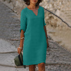 Robe midi femme d'été, coupe fluide, quatorze coloris, vert