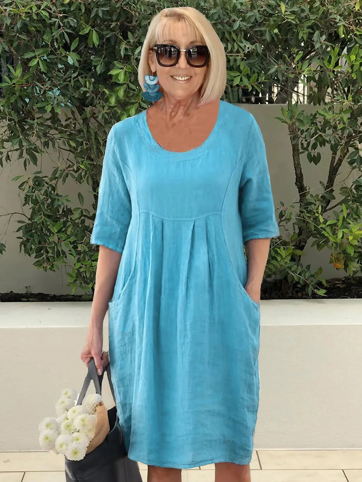 Robe midi ample à poches latérales, cinq coloris, du S au 3XL