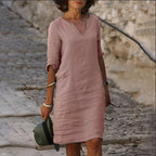 Robe midi d'été fluide, cinq coloris, du S au 3XL, rose