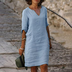 Robe midi d'été fluide, cinq coloris, du S au 3XL, bleu foncé