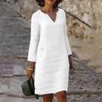 Robe midi d'été fluide, cinq coloris, du S au 3XL, blanc