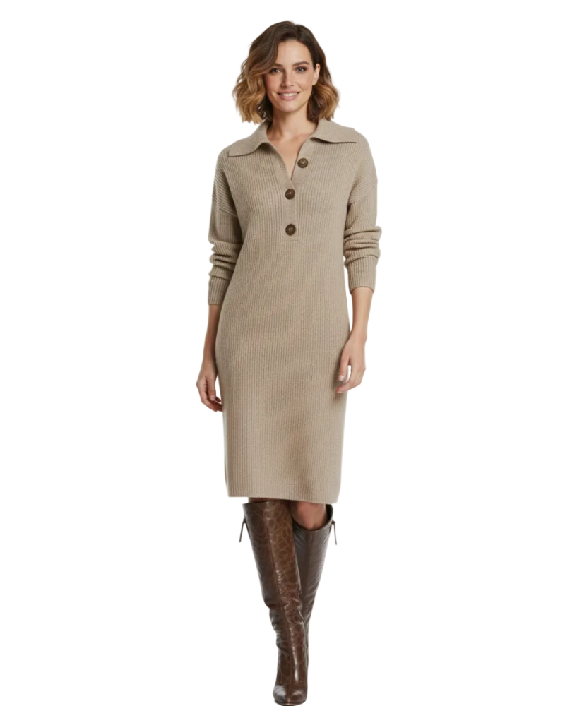 Robe midi femme fluide à col boutonné, quatre coloris