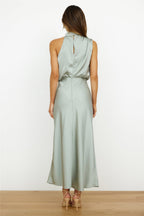 Robe midi ajustée femme à col asymétrique, manches longues