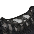 Robe midi grande taille femme, col rond, manches en dentelle