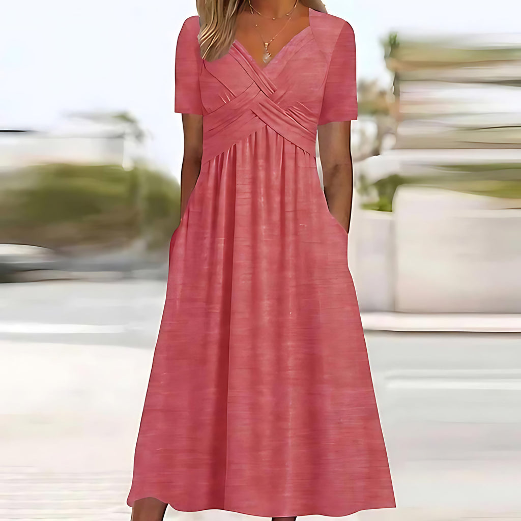 Robe midi femme coupe trapèze, cinq coloris, du S au 2XL, rouge