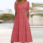 Robe midi femme coupe trapèze, cinq coloris, du S au 2XL, rouge