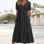 Robe midi femme coupe trapèze, cinq coloris, du S au 2XL, noir