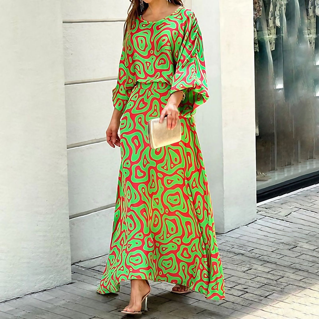 Robe midi femme d'été, coupe légère, trois coloris, vert