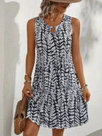 Robe courte imprimée femme sans manches, trois coloris