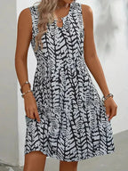 Robe courte imprimée femme sans manches, trois coloris