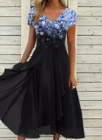 Robe midi en mousseline pour soirée et mariage, six coloris