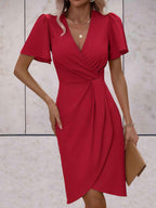 Robe portefeuille femme à col V, coupe croisée réglable
