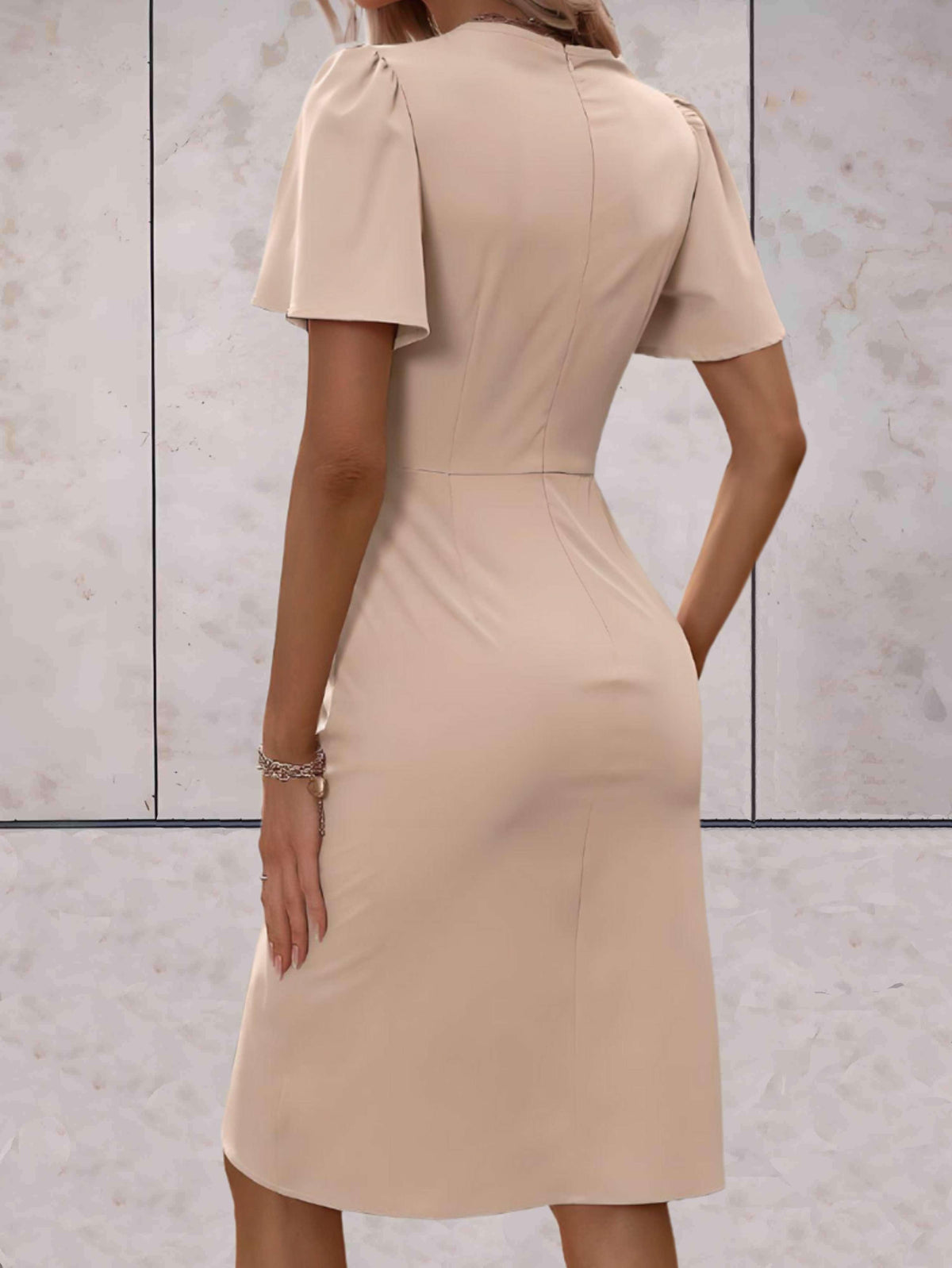 Robe portefeuille femme à col V, coupe croisée réglable