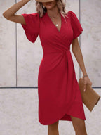 Robe portefeuille femme à col V, coupe croisée réglable