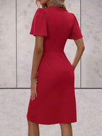 Robe portefeuille femme à col V, coupe croisée réglable